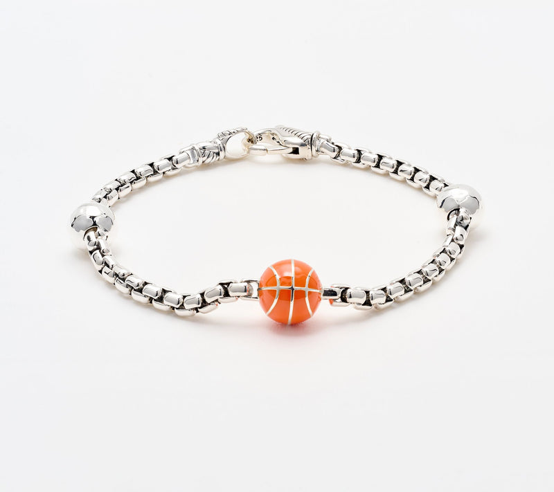 JAI Sterling Silver Enamel Sports Symbol 3.7mm Box Chain Bracelet, 12g — View 16