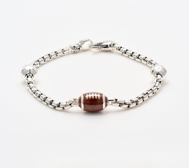 JAI Sterling Silver Enamel Sports Symbol 3.7mm Box Chain Bracelet, 12g — View 17
