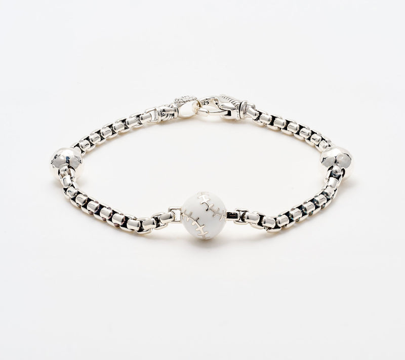 JAI Sterling Silver Enamel Sports Symbol 3.7mm Box Chain Bracelet, 12g — View 18