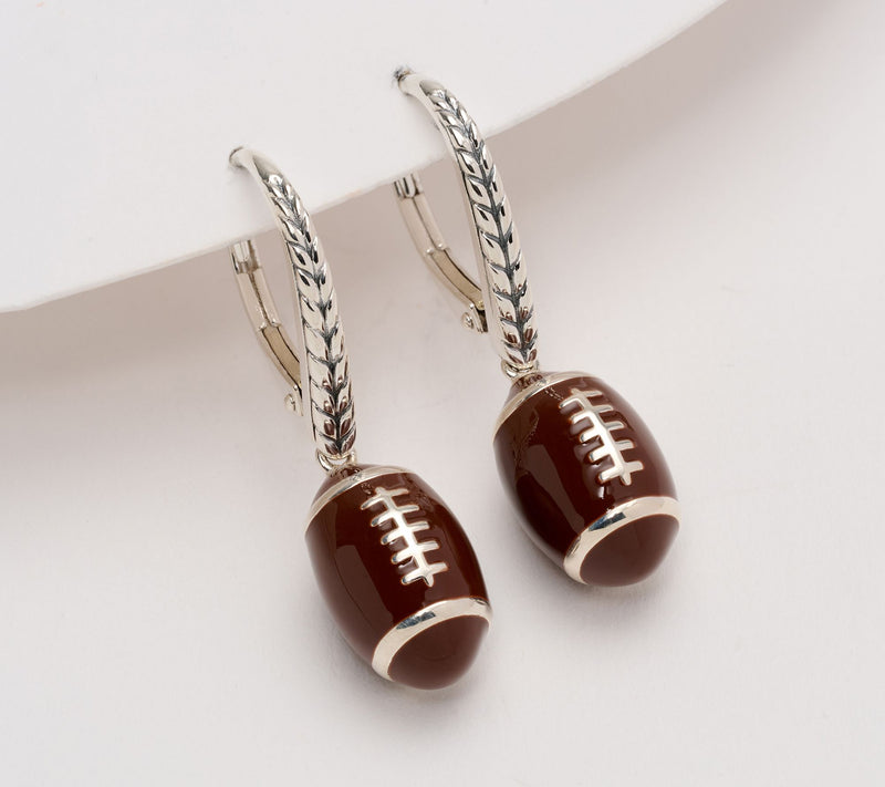 JAI Sterling Silver Enamel Sports Symbol Leverback Earrings — Main view