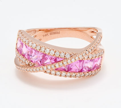 Effy 14K Rose Gold Diamond & Pink Sapphire Ring