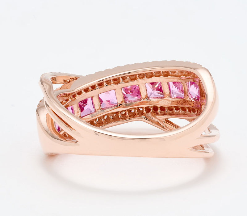 Effy 14K Rose Gold Diamond & Pink Sapphire Ring — View 3
