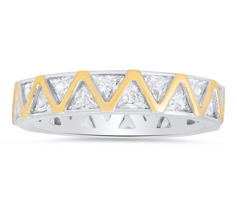Diamonique Two-Tone Zig Zag Eternity Band Ring,Sterling — Main view