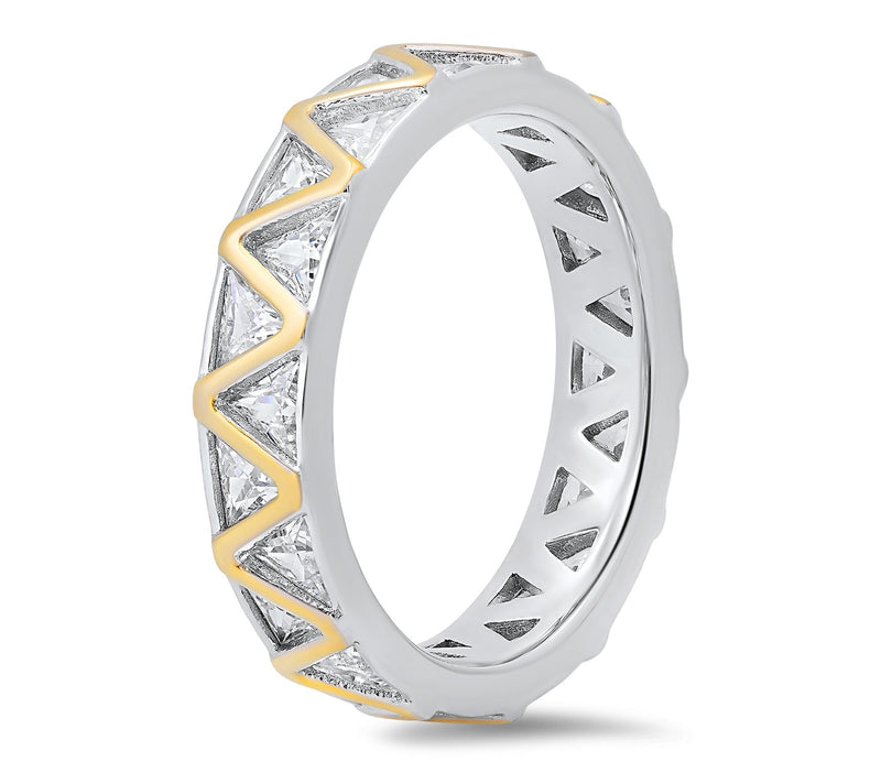 Diamonique Two-Tone Zig Zag Eternity Band Ring,Sterling — View 2