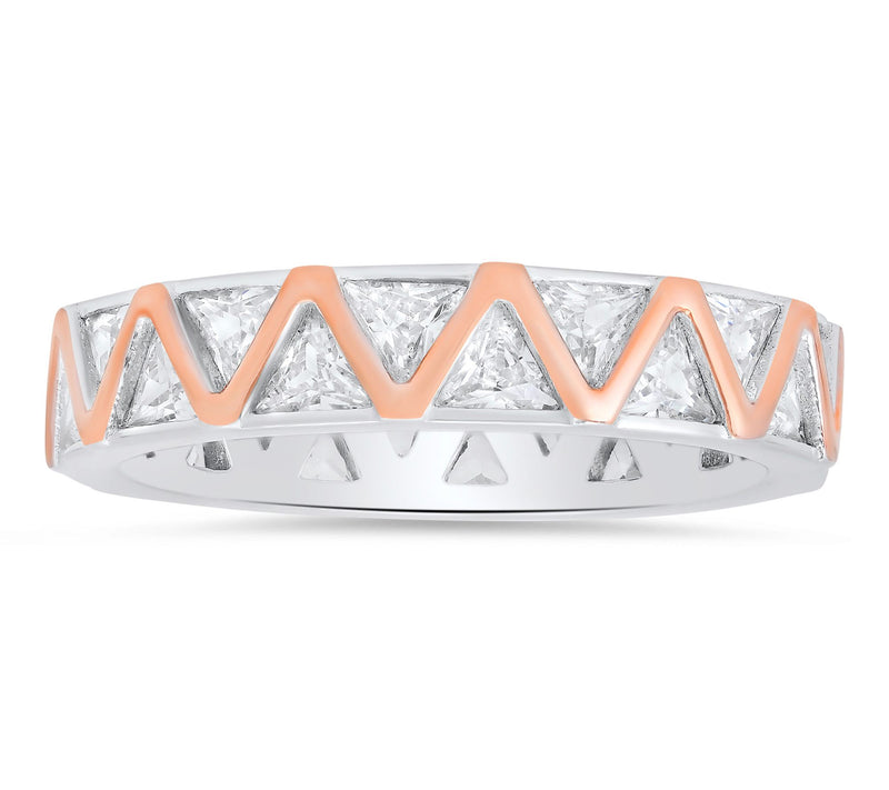 Diamonique Two-Tone Zig Zag Eternity Band Ring,Sterling — View 5