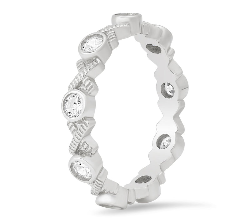 Diamonique Diamond-Cut XO Eternity Band Ring, Sterling — View 2