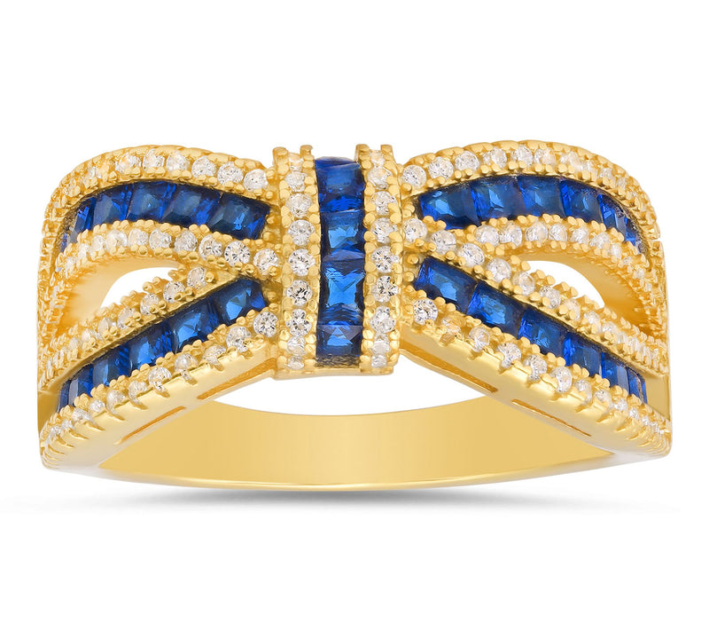 Diamonique Blue Love Knot Statement Ring, Sterling Silver — View 6