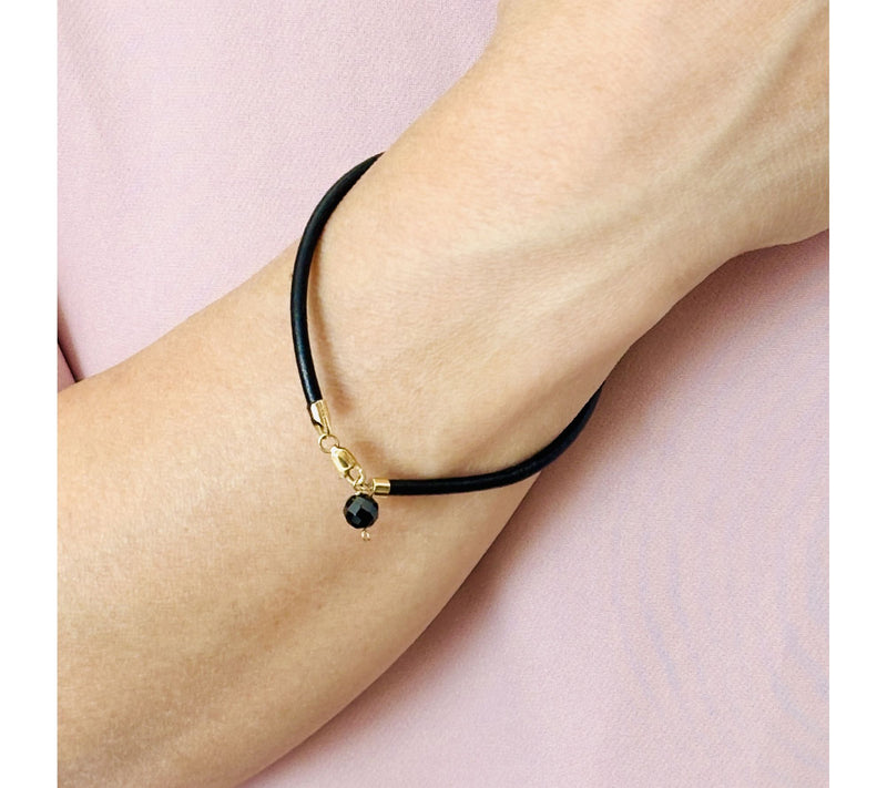 Alkeme14K Gold "Into the Night" Leather & Gemstone Bracelet — View 2