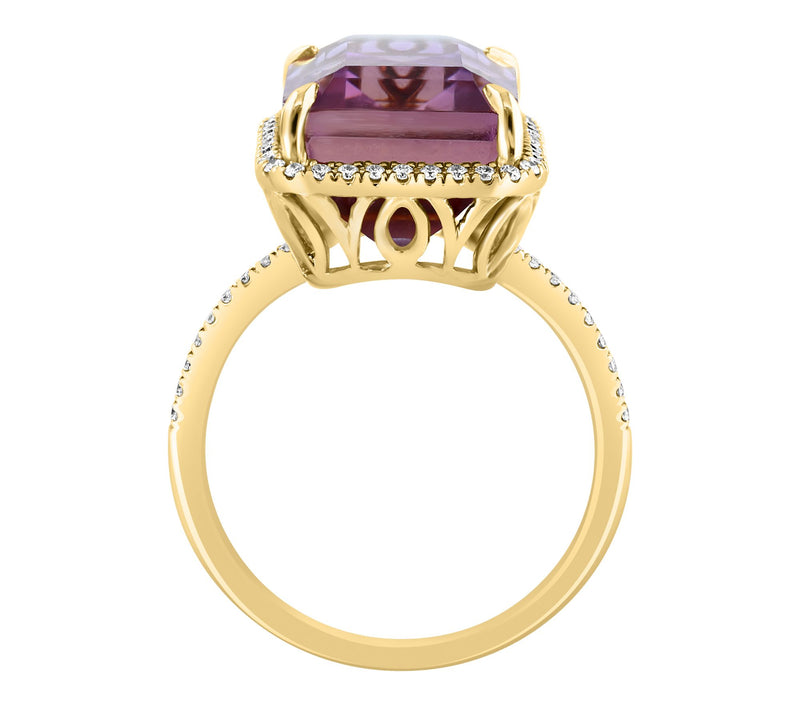 Effy Emerald Cut Ametrine & Diamond Halo Ring,14K Gold — View 2