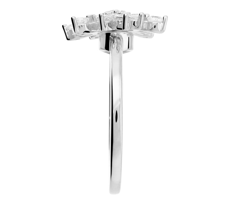 Diamonique Snow Flake Spinner Ring, Sterling Silver — View 2