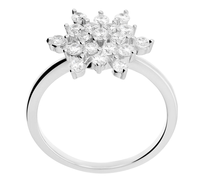Diamonique Snow Flake Spinner Ring, Sterling Silver — View 3