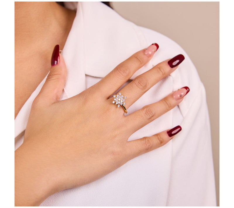 Diamonique Snow Flake Spinner Ring, Sterling Silver — View 4