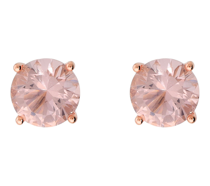 Diamonique Pink Solitaire Stud Earrings, Sterling Silver — View 7