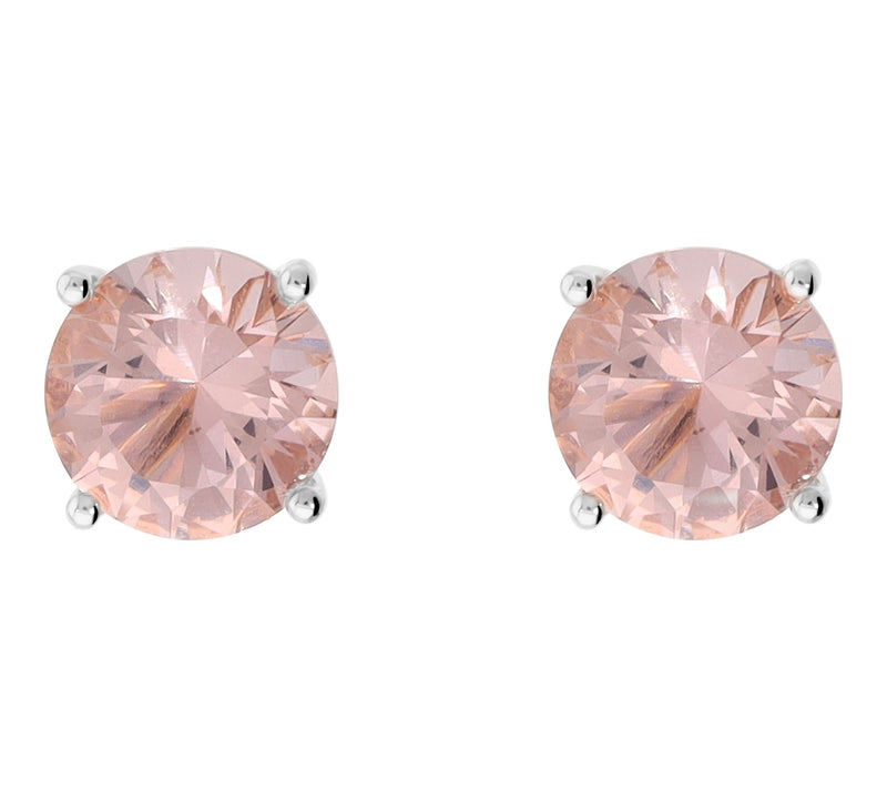 Diamonique Pink Solitaire Stud Earrings, Sterling Silver — Main view