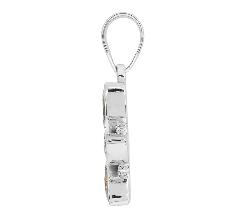Diamonique Floral Pendant, Sterling Silver — View 3