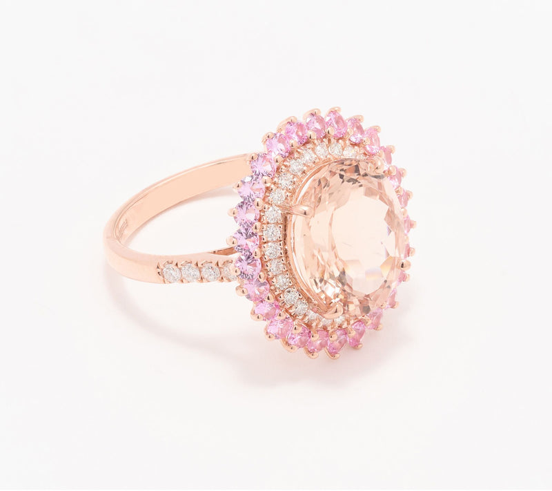 Effy 14K Rose Gold Diamond, Morganite & Pink Sapphire Ring — View 2