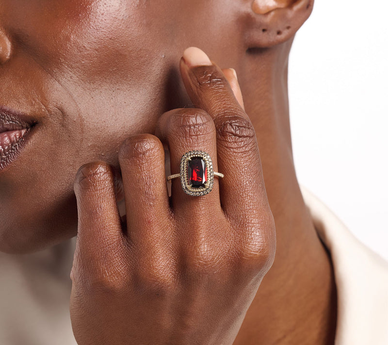 Effy 14K Gold 3.1ct Garnet & Diamond Ring — View 4