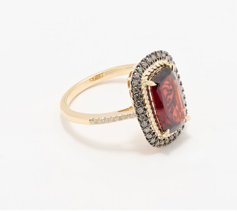 Effy 14K Gold 3.1ct Garnet & Diamond Ring — View 2