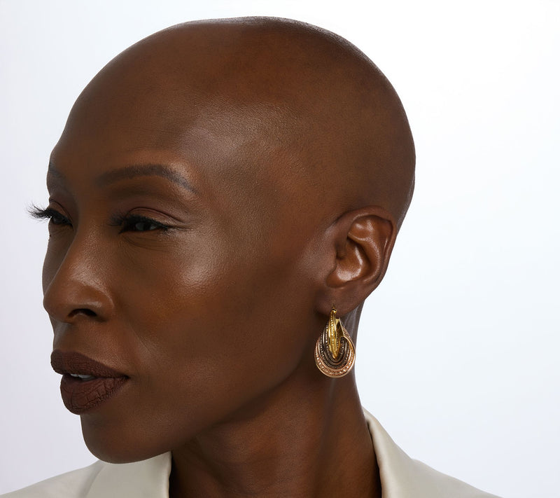 David Markstein Bronze Bold Swirling Hoop Earrings — View 5