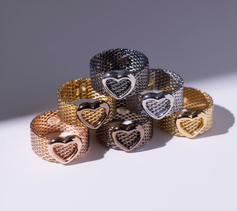 David Markstein Bronze Couture Mesh Heart Ring — View 4