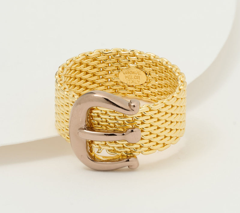 David Markstein Bronze Couture Mesh Buckle Ring — Main view