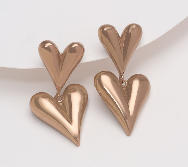 David Markstein Bronze Luxe Double Heart Earrings — View 10