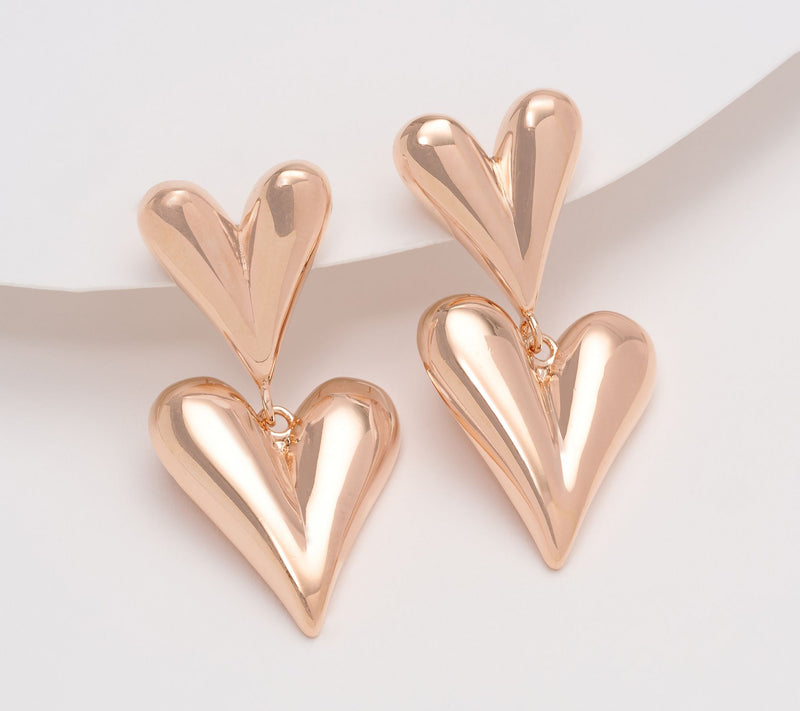 David Markstein Bronze Luxe Double Heart Earrings — View 11