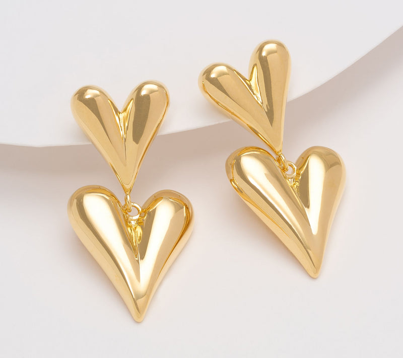 David Markstein Bronze Luxe Double Heart Earrings — View 13