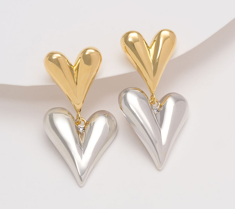 David Markstein Bronze Luxe Double Heart Earrings — View 14