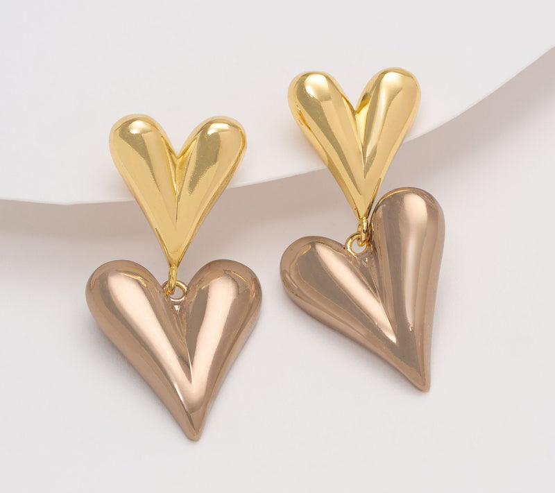 David Markstein Bronze Luxe Double Heart Earrings — View 15