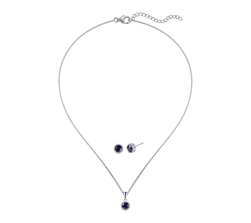Affinity Gems Halo Birthstone Necklace & Earring Set, Sterling — View 27