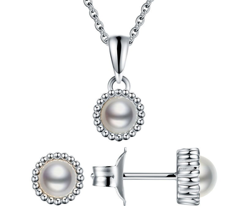 Affinity Gems Halo Birthstone Necklace & Earring Set, Sterling — Main view