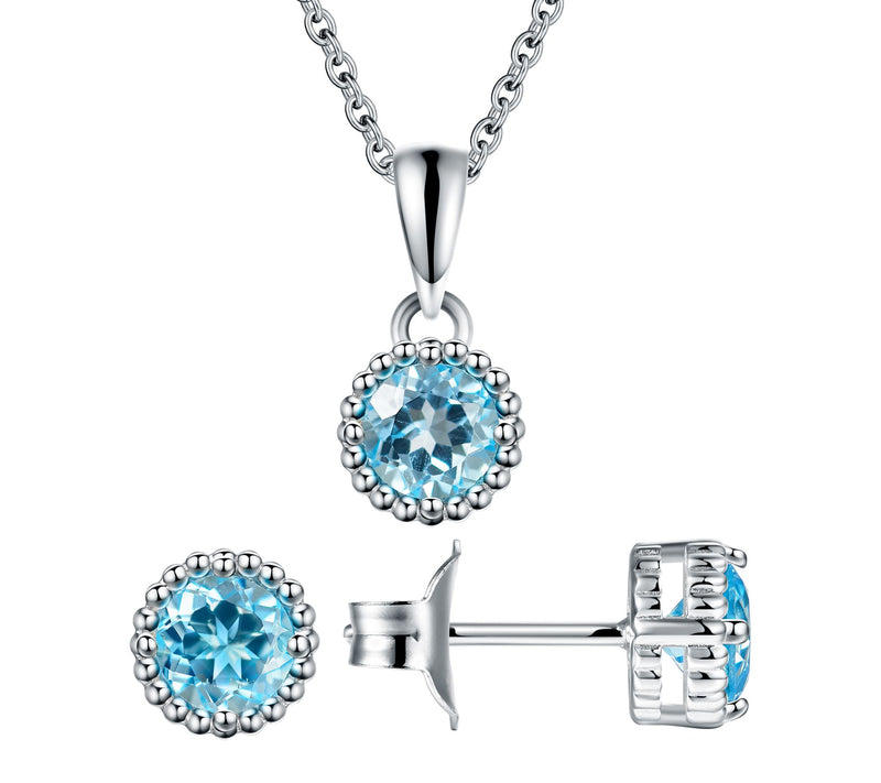 Affinity Gems Halo Birthstone Necklace & Earring Set, Sterling — View 23