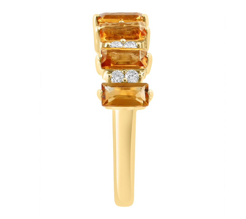 Effy Diamond & Emerald Cut Citrine Ring, 14K Gold — View 3