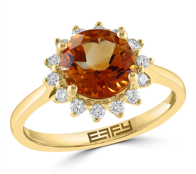 Effy Diamond & Citrine Halo Ring, 14K Gold — Main view