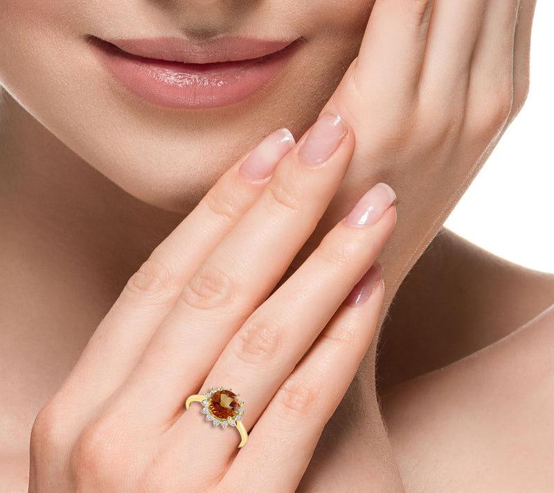 Effy Diamond & Citrine Halo Ring, 14K Gold — View 4