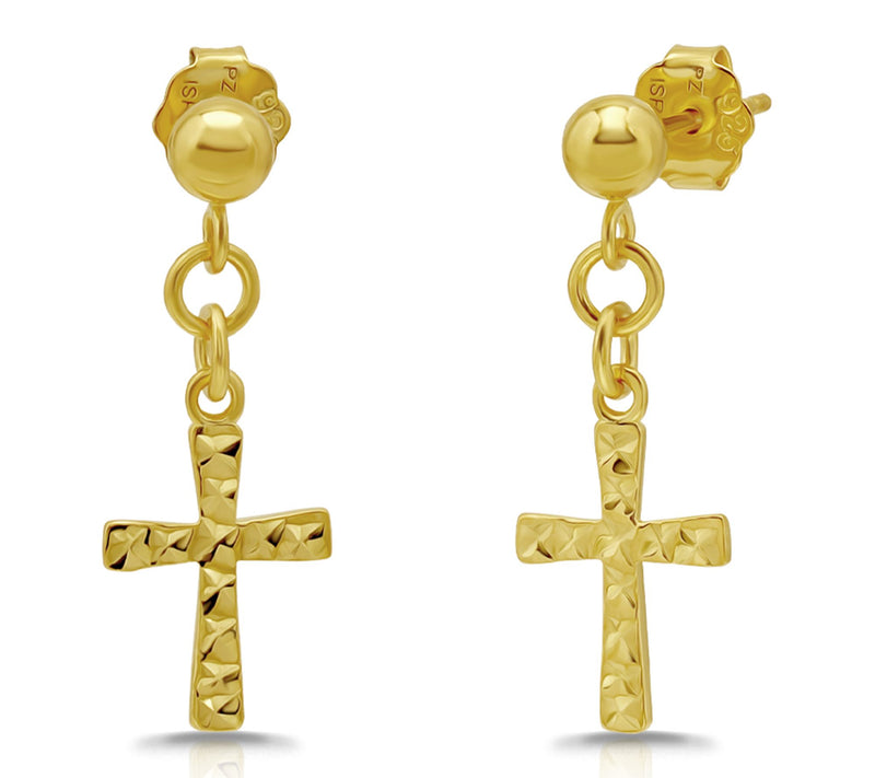Or Paz Diamond Cut Textured Cross Dangle Earrings — View 9