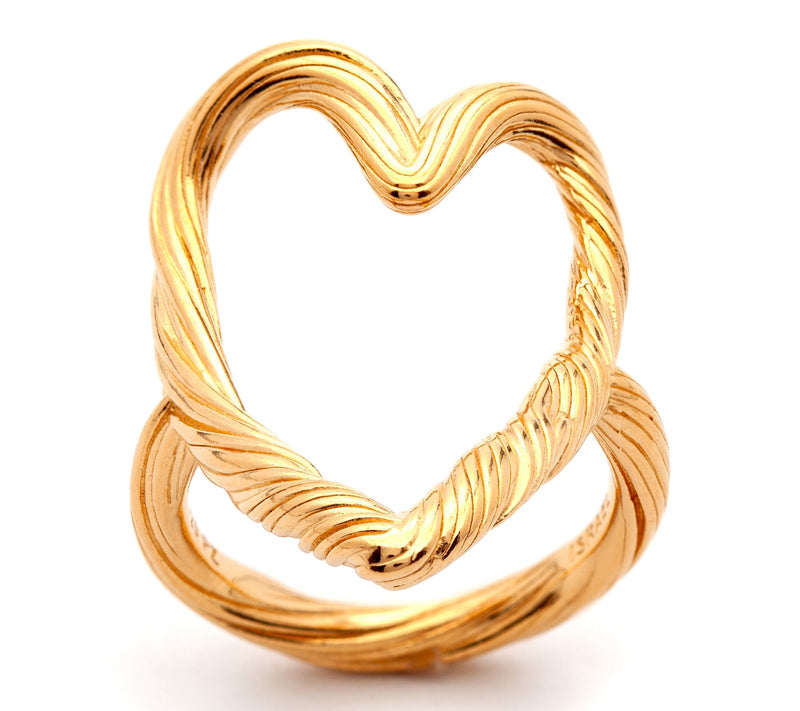 Or Paz Sterling Silver Vine Design Elongated Heart Ring — Main view