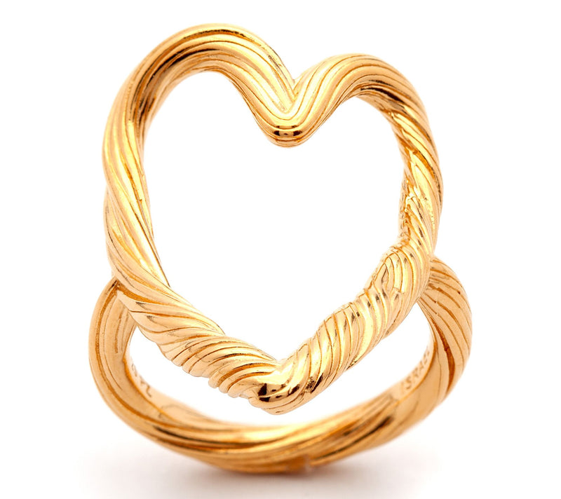 Or Paz Sterling Silver Vine Design Elongated Heart Ring — View 8