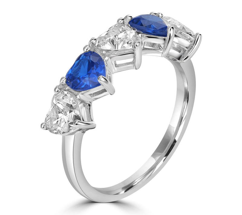 Diamonique x Kathy Levine 5-Stone Heart Shape Ring, Sterling — Main view
