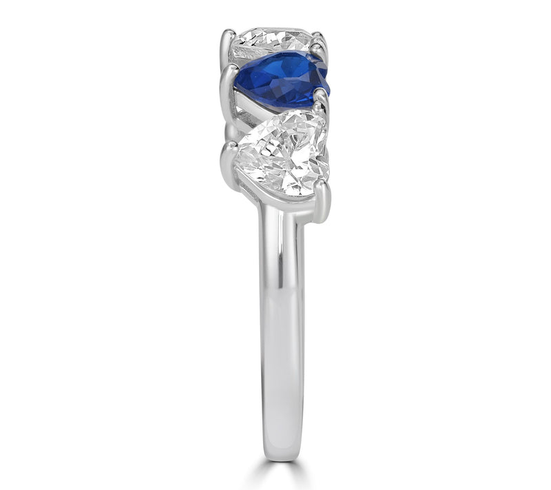 Diamonique x Kathy Levine 5-Stone Heart Shape Ring, Sterling — View 3