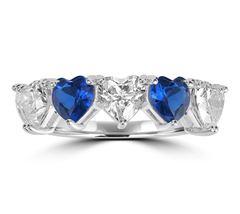 Diamonique x Kathy Levine 5-Stone Heart Shape Ring, Sterling — View 2