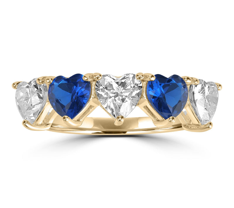 Diamonique x Kathy Levine 5-Stone Heart Shape Ring, Sterling — View 5