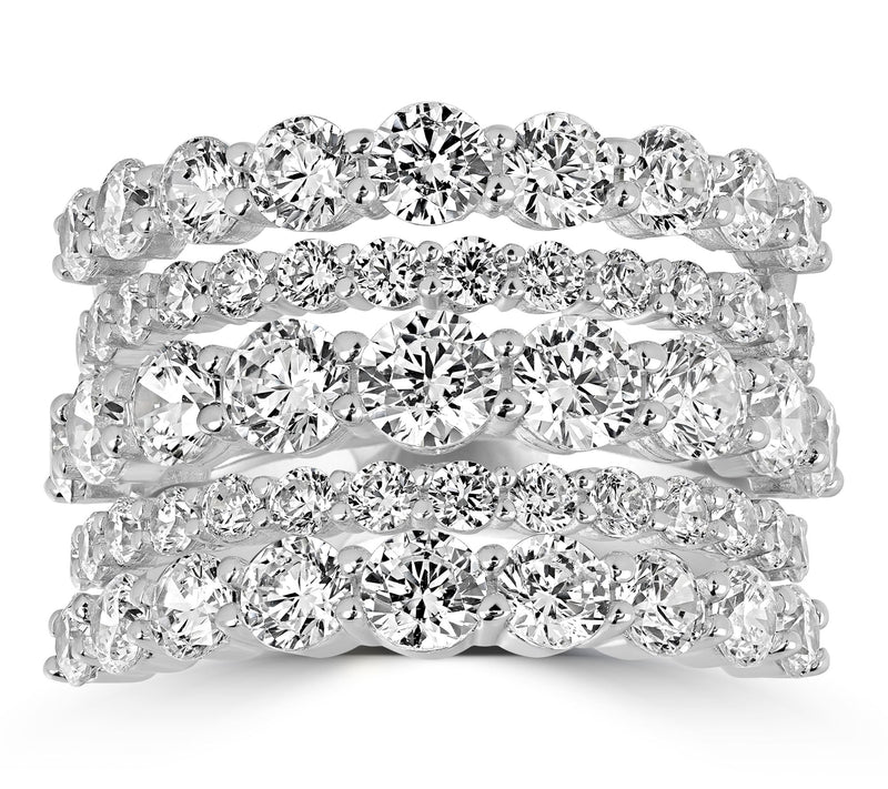Diamonique x Kathy Levine Bold Multi-Row Ring,Sterling Silver — View 3