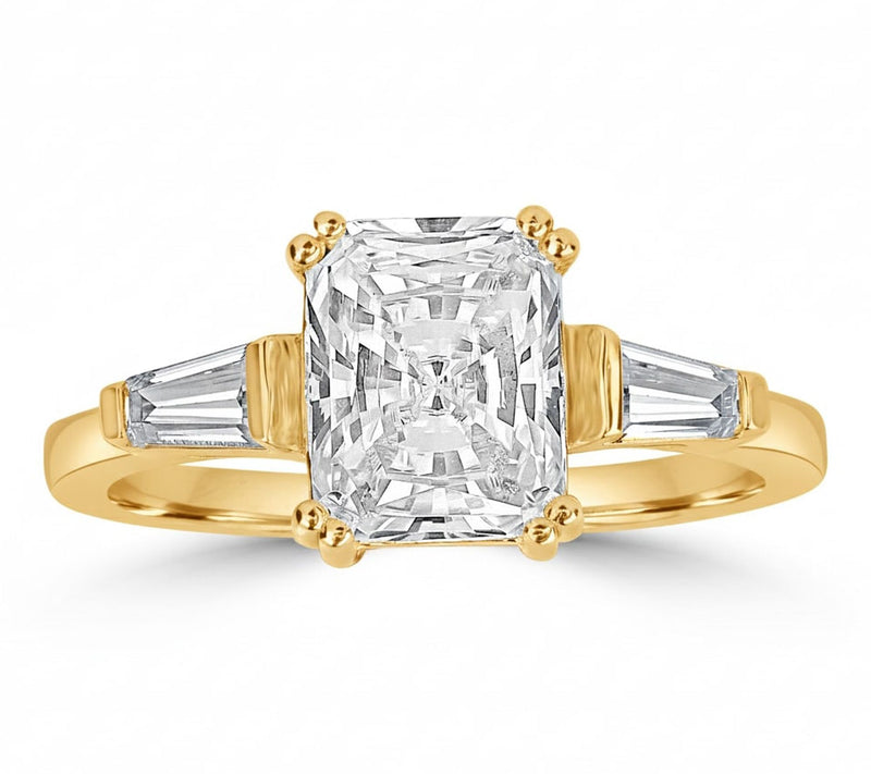 Diamonique x Kathy Levine Emerald & Baguette Ring, Sterling — View 4