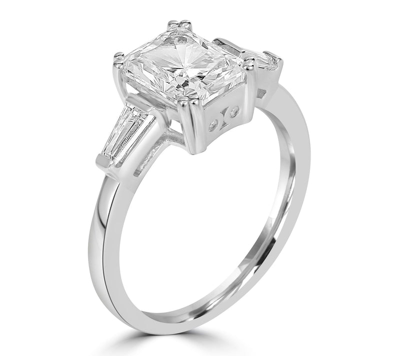 Diamonique x Kathy Levine Emerald & Baguette Ring, Sterling — View 2