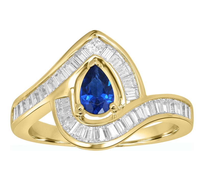 Diamonique x Kathy Levine Pear & Baguette Ring,Sterling — View 10