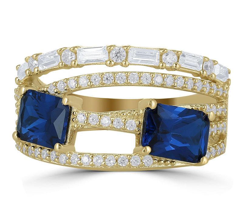 Diamonique x Kathy Levine Multi-Row Ring, 14K Gold Plated — View 3