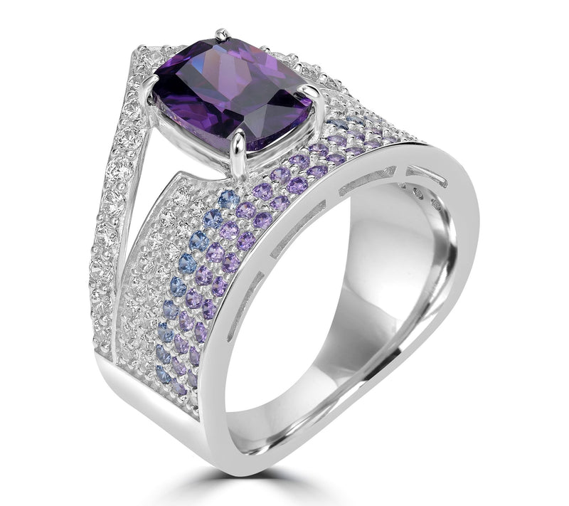 Diamonique x Kathy Levine Purple Ring, SterlingSilver — View 2
