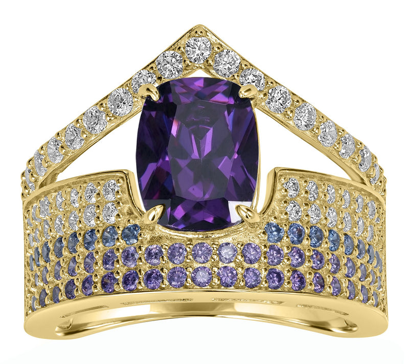 Diamonique x Kathy Levine Purple Ring, SterlingSilver — View 4